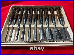 Japanese chisel Shinogi tsubushi 10 Set (Mokume) Hanyu Yasushi Rose wood