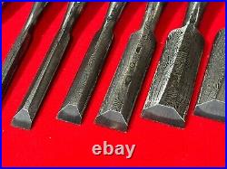 Japanese chisel Shinogi tsubushi 10 Set (Mokume) Hanyu Yasushi Rose wood