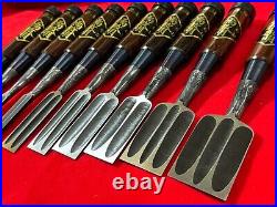 Japanese chisel Shinogi tsubushi 10 Set (Mokume) Hanyu Yasushi Rose wood