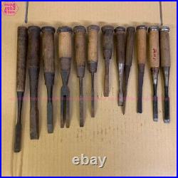 Japanese quality chisel Oire Tataki Nomi Carpenter tools Lot of 12 #6631