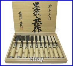 Jinsaku Oire Nomi Chisel 3-42mm 10 pcs set Japanese Carpentry Woodworking Tool