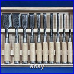 Jinsaku Suminagashi Oire Nomi Japanese Bench Chisel Aogami #1 Multi Hollows Ura Jinsaku Suminagashi Oire Nomi Japanese Bench Chisel Aogami #1 Multi Hollows Ura