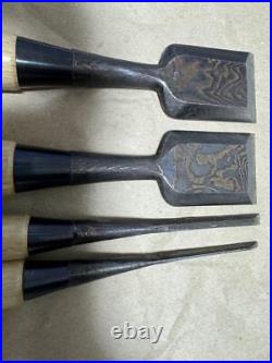 Kagemori Oire Nomi Japanese Bench chisels Set of 4 Mulch Hollows Ura Suminagashi
