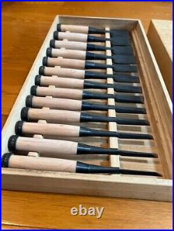 Kamon Kiyohisa family crest Japanese Bench Chisel Oire Nomi Set of 13 Used