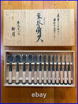 Kamon Kiyohisa family crest Japanese Bench Chisel Oire Nomi Set of 13 Used