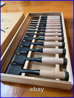 Kamon Kiyohisa family crest Japanese Bench Chisel Oire Nomi Set of 13 Used