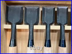 Kamon Kiyohisa family crest Japanese Bench Chisel Oire Nomi Set of 13 Used