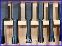 Kamon Kiyohisa family crest Japanese Bench Chisel Oire Nomi Set of 13 Used