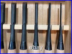 Kamon Kiyohisa family crest Japanese Bench Chisel Oire Nomi Set of 13 Used