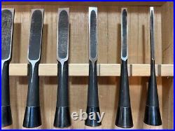 Kamon Kiyohisa family crest Japanese Bench Chisel Oire Nomi Set of 13 Used