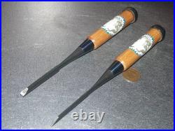 Keiju Oire Nomi Japanese Bench Chisels 3mm, 6mm Set of 2 White Steel #1 Unused