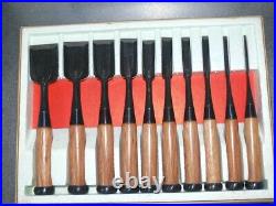 Keiju Oire Nomi Japanese Bench Chisels Set of 10 Multi Hollows Ura Black Finish