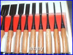 Keiju Oire Nomi Japanese Bench Chisels Set of 10 Multi Hollows Ura Black Finish