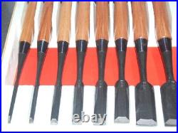 Keiju Oire Nomi Japanese Bench Chisels Set of 10 Multi Hollows Ura Black Finish