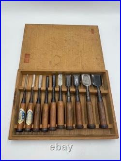 Kikuhiramaru Japanese Oire Nomi Chisel Set 10pcs Carpenter Tools Vintage