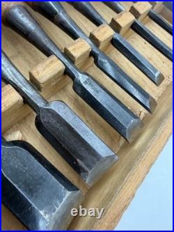 Kikuhiramaru Japanese Oire Nomi Chisel Set 10pcs Carpenter Tools Vintage