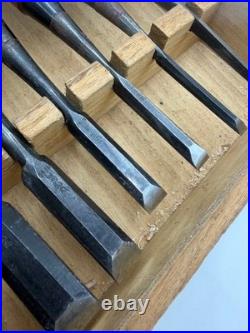 Kikuhiramaru Japanese Oire Nomi Chisel Set 10pcs Carpenter Tools Vintage