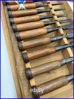 Kikuhiramaru Japanese Oire Nomi Chisel Set 10pcs Carpenter Tools Vintage