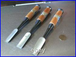 Kikuhiromaru Japanese Bench Chisels Oire Nomi Kadouchi Set of 3 Unused