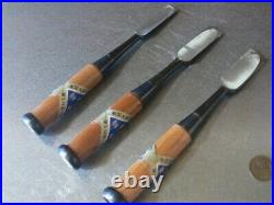 Kikuhiromaru Japanese Bench Chisels Oire Nomi Kadouchi Set of 3 Unused