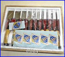 Kikuhiromaru Nagaoke Oire Nomi Set of 10 Japanese Bench Chisel With Box Unused