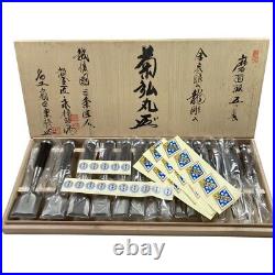 Kikuhiromaru Tataki Nomi Japanese Timber Chisel Set of 15 Dragon Engraving