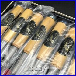 Kitsune Oire Nomi Japanese Bench Chisels Gummi wood Set of 10 With Box Used JP