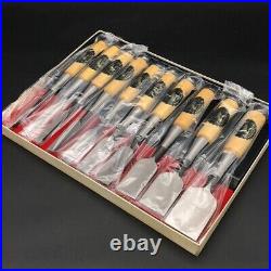 Kitsune Oire Nomi Japanese Bench Chisels Gummi wood Set of 10 With Box Used JP