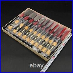 Kitsune Oire Nomi Japanese Bench Chisels Gummi wood Set of 10 With Box Used JP