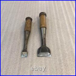 Kitsune Oire Nomi Japanese Bench chisels 18mm 41mm Set of 2 Used Japan