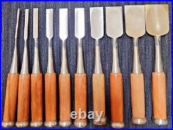 Kiyohisa Japanese Bench Chisel Oire Nomi White Steel #2 Set of 10 Used