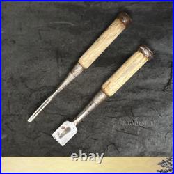 Kiyotada Shimamura Kozaburo Oire Nomi 6mm 24mm Japanese Chisels Set of 2 Used Kiyotada Shimamura Kozaburo Oire Nomi 6mm 24mm Japanese Chisels Set of 2 Used
