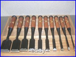 Koshihiko Oire Nomi Japanese Bench Chisel Nomi White Steel Set of 10 With Box