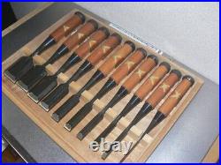 Koshihiko Oire Nomi Japanese Bench Chisel Nomi White Steel Set of 10 With Box