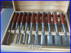 Koshihiko Oire Nomi Japanese Bench Chisel Set of 10 Polished / Migaki Finish