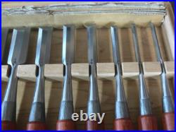 Koshihiko Oire Nomi Japanese Bench Chisel Set of 10 Polished / Migaki Finish