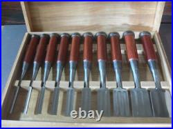 Koshihiko Oire Nomi Japanese Bench Chisel Set of 10 Polished / Migaki Finish