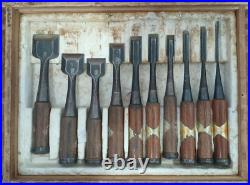 Koshihiko Oire Nomi Japanese Chisel 10 Pcs Set Vintage Used JP AA156