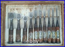 Koshihiko Oire Nomi Japanese Chisel 10 Pcs Set Vintage Used JP AA156