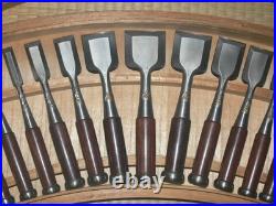 Koshitaka Oire Nomi 16pc Set Japanese Bench Chisel Polished Finish with Engraved