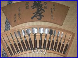 Koshitaka Oire Nomi 16pc Set Japanese Bench Chisel Polished Finish with Engraved
