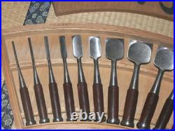 Koshitaka Oire Nomi 16pc Set Japanese Bench Chisel Polished Finish with Engraved