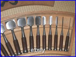 Koshitaka Oire Nomi 16pc Set Japanese Bench Chisel Polished Finish with Engraved