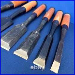 Kuniju Japanese Timber Chisels Tataki Nomi White Steel #1 Set of 6 Red Oak