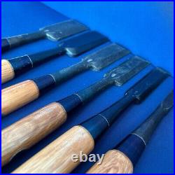 Kuniju Japanese Timber Chisels Tataki Nomi White Steel #1 Set of 6 Red Oak