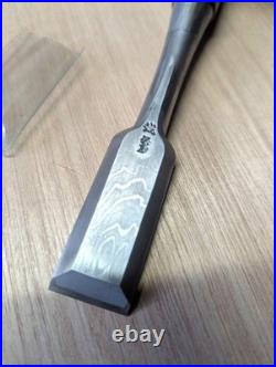 Kunikei Damascus Oire Nomi Japanese Bench Chisel 24mm Ebony 2-hollows Back