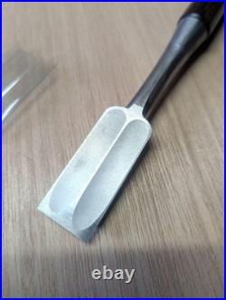 Kunikei Damascus Oire Nomi Japanese Bench Chisel 24mm Ebony 2-hollows Back