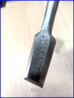 Kunikei Damascus Oire Nomi Japanese Bench Chisel 24mm Ebony 2-hollows Back