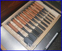 Kunikei Ikeda Yoshiro Oire Nomi Japanese Bench Chisel Set of 10 Red oak Unused
