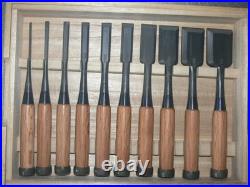 Kunikei Ikeda Yoshiro Oire Nomi Japanese Bench Chisel Set of 10 Red oak Unused